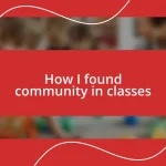 How I found community in classes